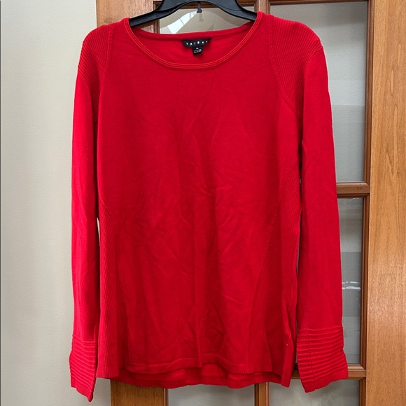 Tribal Bold Red Knit light sweater with ribbed detail, size XL - Picture 1 of 4